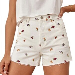 Reformation Charlie Fruit Loops high-rise Embroidered Jean Shorts